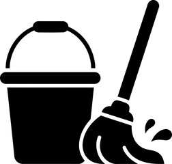Cleaning bucket and mop icon for housekeeping service isolated on transparent background © MdAbulBasar