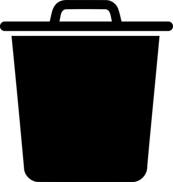 Black trash can icon for waste disposal isolated on transparent background