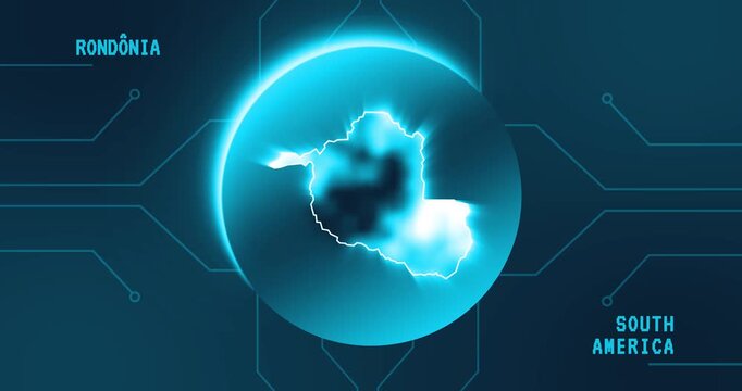 Rondonia Map - Brazil South America technology concept Minimalist Glitch Effect