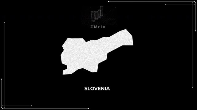 Slovenia technology map with animated charts, graphs, statistics, and analytics showcasing economy, infrastructure, innovation, population, trade, energy, and national development
