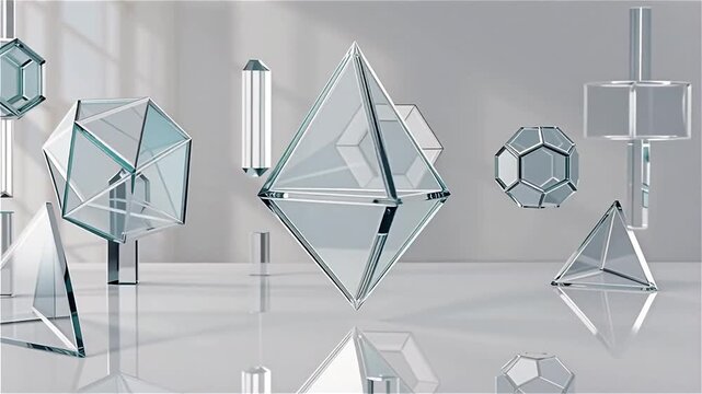 Transparent 3D Geometric Objects with Soft Natural Light