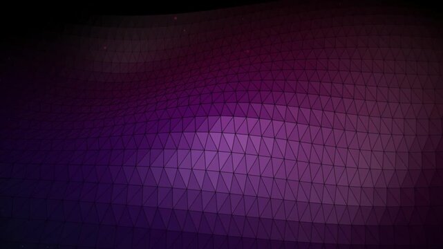 Abstract purple geometric low poly mesh wave pattern with dark background 4K Motion Video