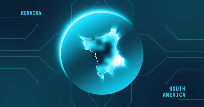 Roraima Map - Brazil South America technology concept Minimalist Glitch Effect
