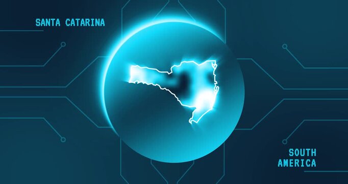 Santa Catarina Map - Brazil South America technology concept Minimalist Glitch Effect