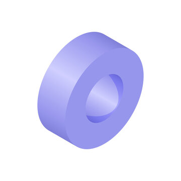 Pastel 3d torus ring geometric shape isolated on transparent background for modern abstract design and icon use