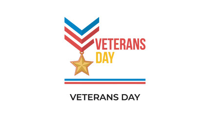 Fototapeta premium Veterans Day Veterans Day vector design featuring gold star medal on red and blue stripes isolated on white background for holiday graphic USA