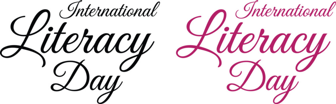 International Literacy Day text vector design with script lettering