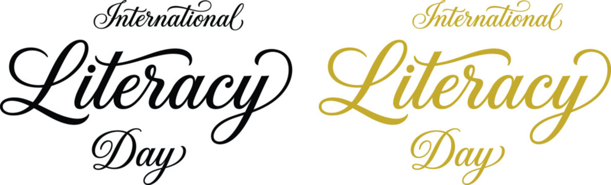 International Literacy Day text vector design with script lettering