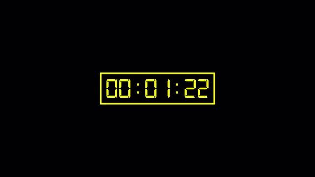 Ninty seconds countdown animation, Ninty second countdown timer video from 90 to 0 second on transparent background,1.5 minute timer counts hours minutes seconds in 60 seconds in 4k with alpha channel