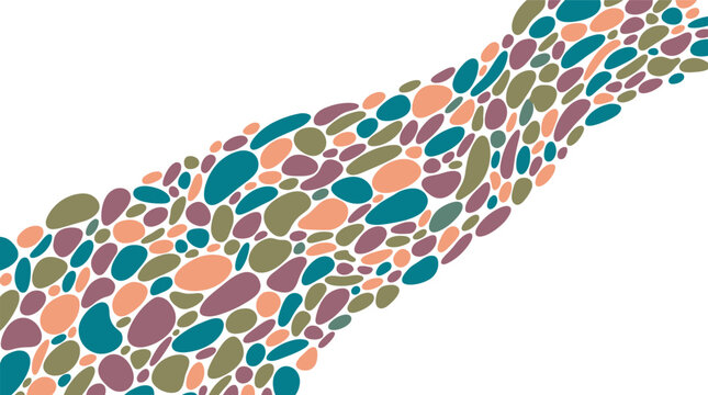 Abstract organic pebble pattern vector, colorful river stone mosaic background, flowing earth tone shapes for modern textile design