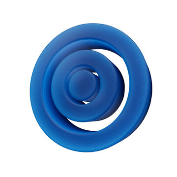 Blue 3D target icon with concentric circles, matte textured finish isolated on white background, modern geometric graphic element for web design, digital UI, mobile app interface and tech branding