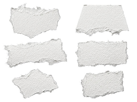 Torn paper texture scraps set isolated on black background for collage mockup design note card banner rough ripped edge white page pieces abstract papercraft framework collection element template