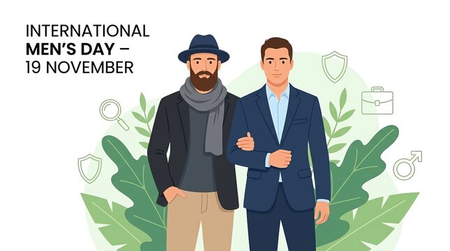International Men's Day Celebration with Diverse Men Vector Illustration