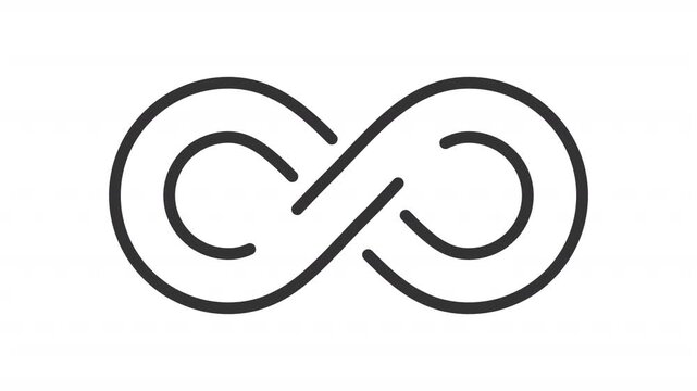 Eternal dynamic outline animation. Ribbon infinity symbol animated icon. Endless innovation and development. Abstract concept visualization. Flat line motion graphic loop on transparent white