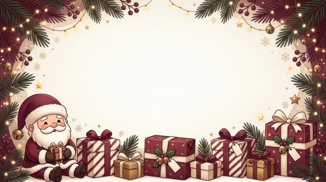 Christmas background with santa claus and presents