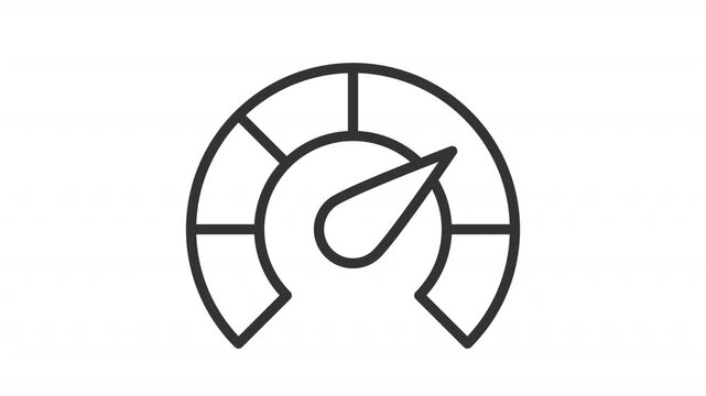 Dashboard tool outline animation. Bouncing gauge arrow animated icon. Digital meter performing actual data. Information analytics device. Flat line motion graphic loop on transparent white
