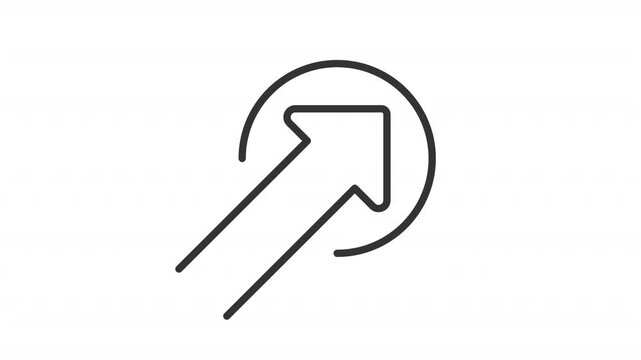 Data inputting outline animation. Arrow cursor on button animated icon. Inserting digital information to virtual storage. Computing workflow. Flat line motion graphic loop on transparent white