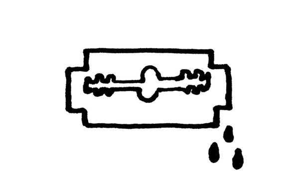 Double-Edged Razor Blade Doodle with Drips, Hand-Drawn Sketch for Photoshop & Illustrator