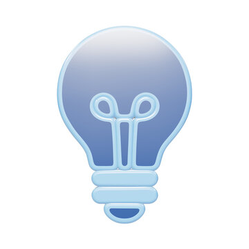 A glossy 3D icon of a light bulb representing an idea, rendered with a smooth rounded style on a transparent background isolated on a transparent background