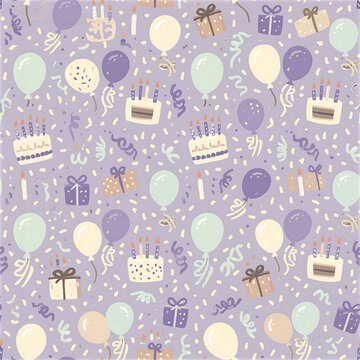 Colorful birthday celebration seamless pattern design