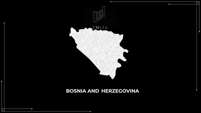 Bosnia & Herzegovina technology map with animated charts, graphs, statistics, and analytics showcasing economy, infrastructure, innovation, population, trade, energy, and national development
