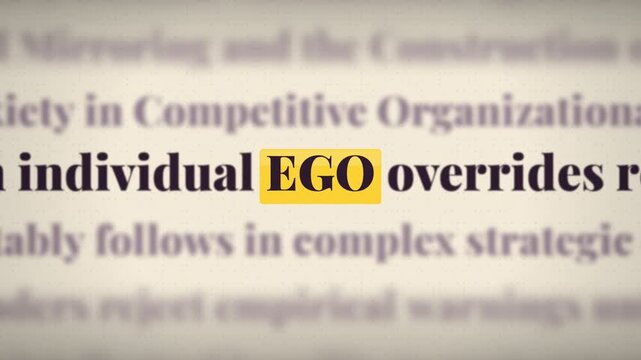 Rapid Flipping Book Pages with Yellow Highlighted Ego Text Paper Cut Animation 4K Motion Background