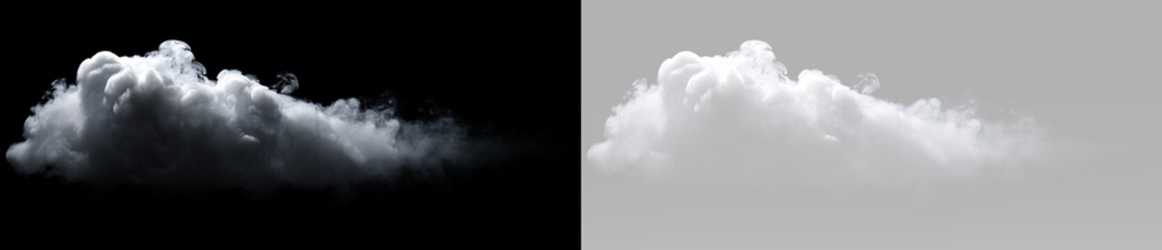 Dense white fog with rolling smoke, misty vapor, swirling gas and soft cloud effect