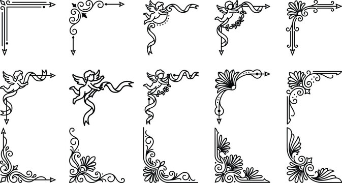 Ornate corner collection featuring angelic cherub figures and decorative scroll designs.