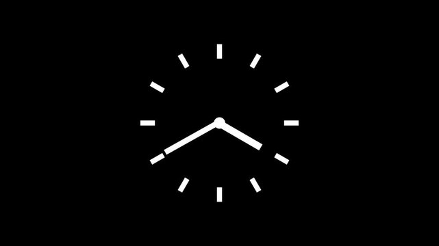 Watch icon spinning, clock animation on transparent background with alpha channel. Clock icon flat style 24 hours day fast speed with of clock concept 4k video.