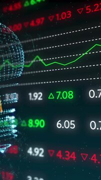 Animation of light bulb and financial data processing
