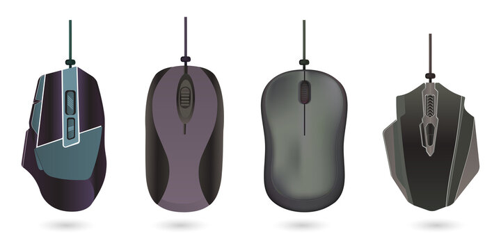 Computer mouse designs in various shades for gaming and technology transparent background