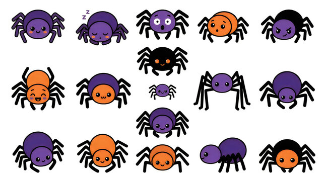 Colorful cute pixel art bugs and monsters collection