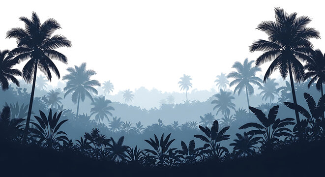 Pixel art tropical jungle forest with palm trees