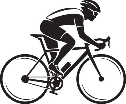 cyclist silhouette riding road bicycle in aerodynamic racing position vector illustration