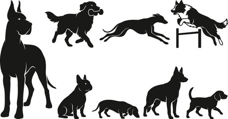 Obraz premium Horse Silhouettes Vector Set, Collection of Black Horse Animal Silhouettes in Running and Standing Poses for Farm, Wildlife and Nature Design