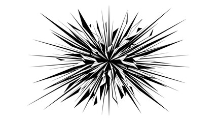 Obraz premium Abstract black and white explosion vector with sharp shards and radial burst lines