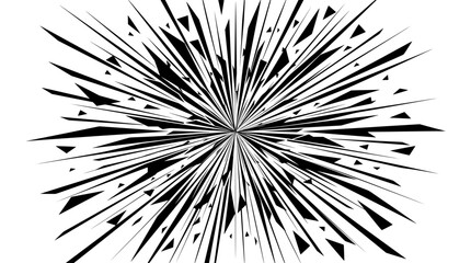 Obraz premium Abstract black and white radial burst vector with sharp shards and dynamic speed lines.
