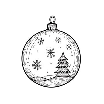 Christmas ornament with snow scene illustration