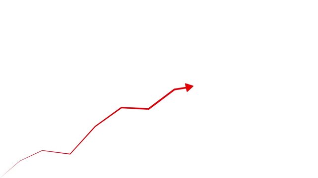 Chart arrow still goes up seamless loop. Graph falling up fast. Business cartoon animation on transparent background 4k animation with alpha.