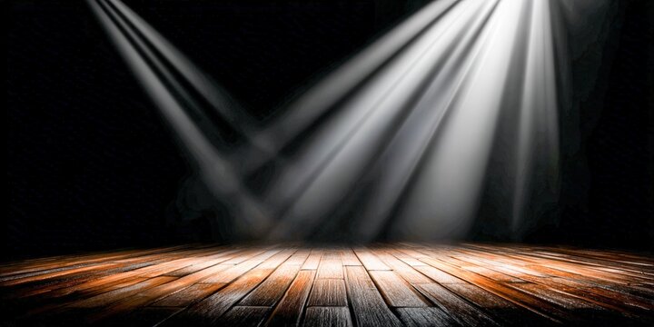 Spotlights shine on an empty stage waiting for performers