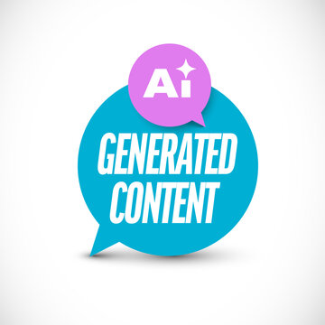 Professional badge for AI generated content featuring a modern speech bubble. This AI generated content label helps identify media created by artificial intelligence tools.