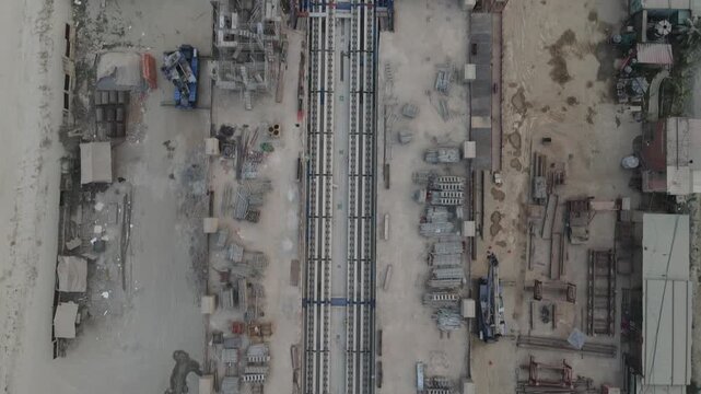 Aerial View of Dhaka Metro Rail Under Construction and Urban Transport Infrastructure in Bangladesh