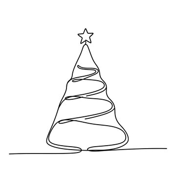 Simple christmas tree with star top vector illustration