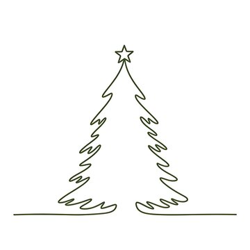 Simple hand-drawn christmas tree with star top