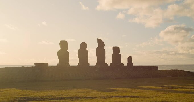 Moai in Ahu Tahai, Hanga Roa, Easter Island