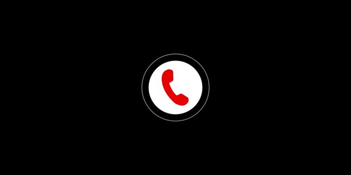 Red phone call decline button icon motion graphic on black background