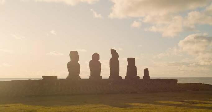 Moai in Ahu Tahai, Hanga Roa, Easter Island