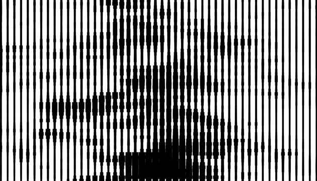 Black and white abstract glitch pattern with vertical lines for modern background and design element. Editable graphic resource. EPS10
