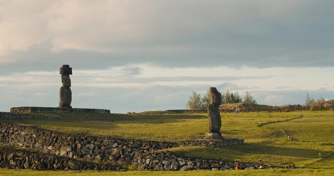 Moai in Ahu Tahai, Hanga Roa, Easter Island