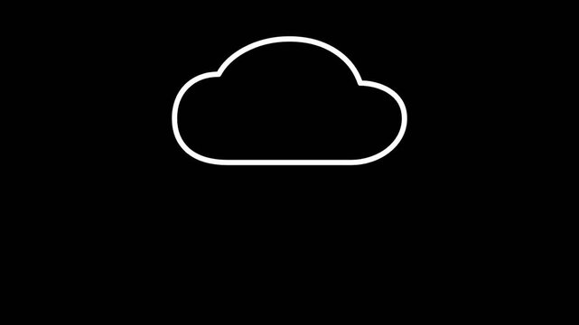 Minimalist animated cloud with lightning bolt icon on black background.